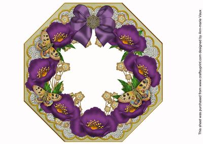 Purple Poppy Olive Lace Octagon 8inch Frame Sheet