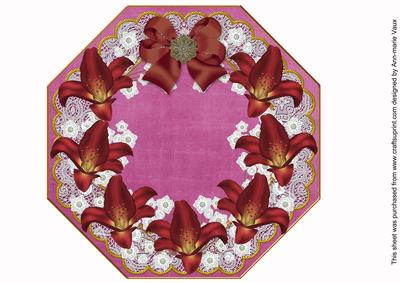 Red Lily Cerise Lace Octagon 8inch Picture Sheet