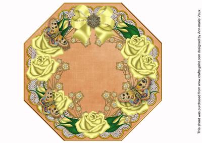 Lemon Rose Borange Lace Octagon 8inch Picture Sheet