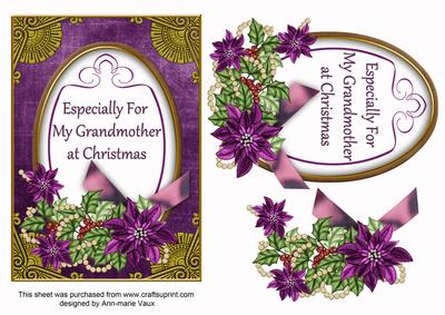 Purple Poinsettia My Grandmother Oval 7x5in Step by Step