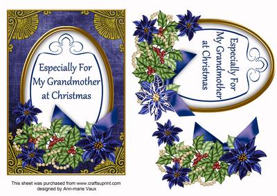 Dark Blue Poinsettia My Grandmother Oval 7x5in Step by Step