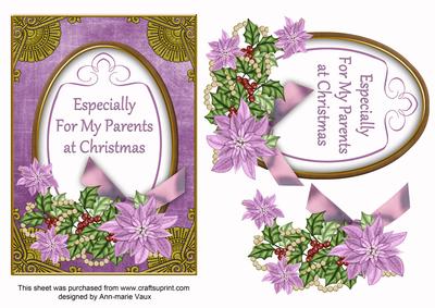 Lilac Poinsettia for My Parents Oval 7x5in Step by Step