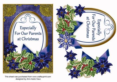 Dark Blue Poinsettia for Our Parents Oval 7x5in Step by Step