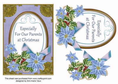 Pale Blue Poinsettia for Our Parents Oval 7x5in Step by Step