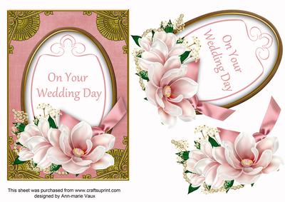 Pink Magnolia Wedding Day Oval 7x5in Step by Step