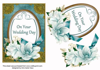 Teal Magnolia Your Wedding Day Oval 7x5in Step by Step