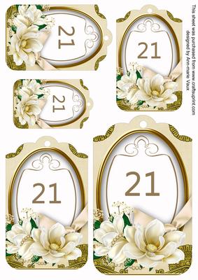 Cream Magnolia 21 Sentiment Tag Sheet