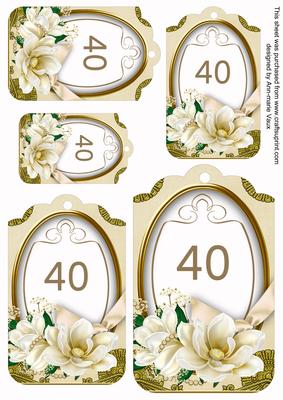 Cream Magnolia 40 Sentiment Tag Sheet