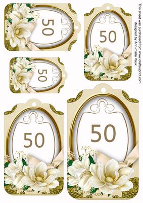 Cream Magnolia 50 Sentiment Tag Sheet