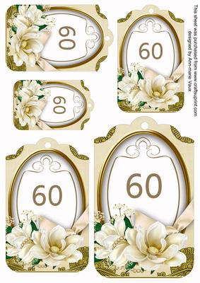 Cream Magnolia 60 Sentiment Tag Sheet