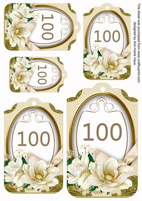 Cream Magnolia 100 Sentiment Tag Sheet