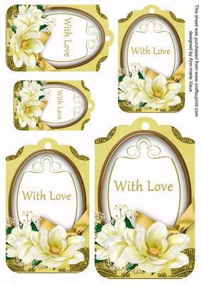 Lemon Magnolia with Love Sentiment Tag Sheet