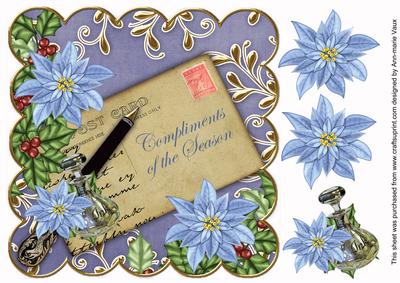 Pblue Poinsettia Compliments of Season 8in Step by Step