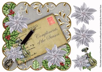 Silver Poinsettia Compliments of Season 8in Step by Step