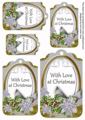 Silver Poinsettia with Love Poinsettia Tag Sheet