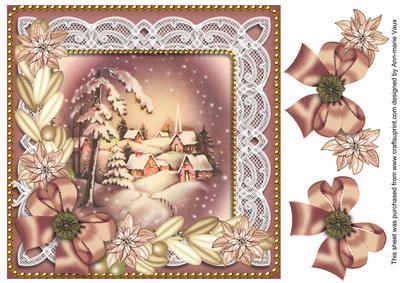 Snowy Village Bronze 8in Decoupage Step by Step