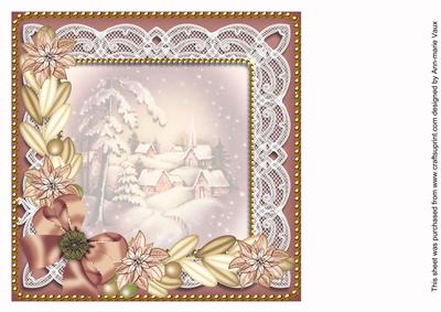 Snowy Village Bronze 8in Card Insert Panel