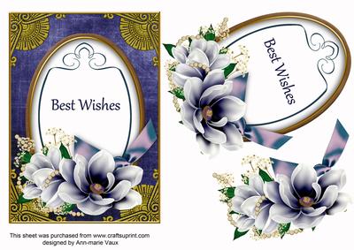 Dark Blue Magnolia Best Wishes Oval 7x5in Step by Step