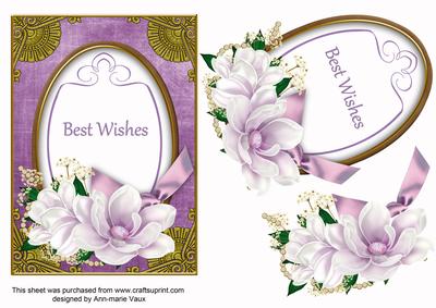 Lilac Magnolia Best Wishes Oval 7x5in Step by Step