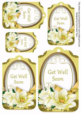 Lemon Magnolia Get Well Soon Sentiment Tag Sheet