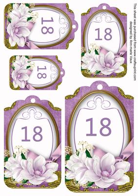 Lilac Magnolia 18 Sentiment Tag Sheet