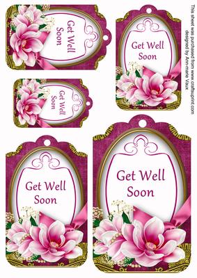 Cerise Magnolia Get Well Soon Sentiment Tag Sheet