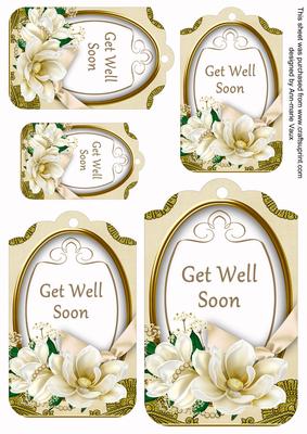 Cream Magnolia Get Well Soon Sentiment Tag Sheet