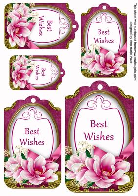 Cerise Magnolia Best Wishes Sentiment Tag Sheet