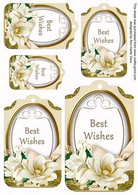 Cream Magnolia Best Wishes Sentiment Tag Sheet