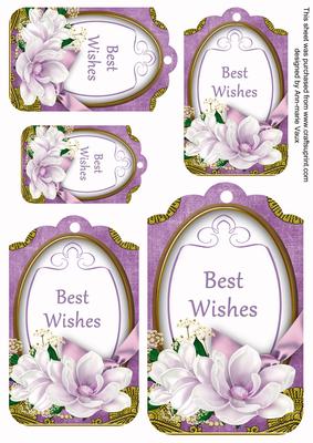 Lilac Magnolia Best Wishes Sentiment Tag Sheet