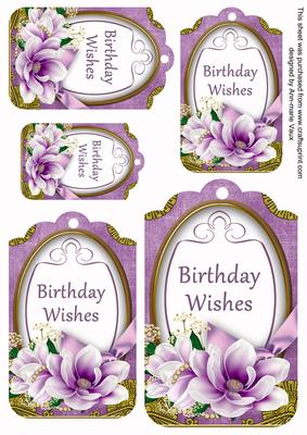 Purple Magnolia Best Wishes Sentiment Tag Sheet