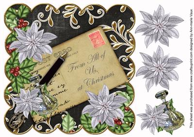 Silver Poinsettia Blk from All of Us 8in Step by Step