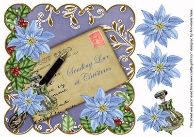 Blue Poinsettia Sending Love 8in Scallop Step by Step