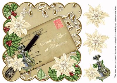 Cream Poinsettia Sending Love 8in Scallop Step by Step