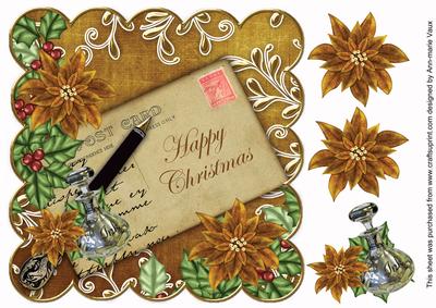 Gold Poinsettia Happy Christmas 8in Scallop Step by Step