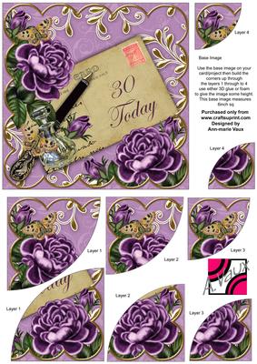 Purple Rose 30 Today 6in Duo Corner Stacker