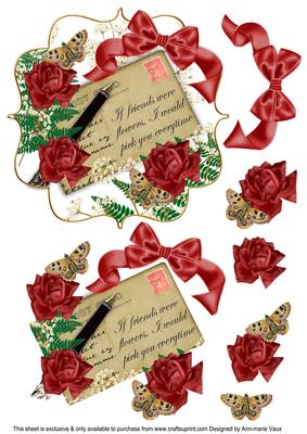 Red Rose If Friends Were 6in Bracket Decoupage Topper