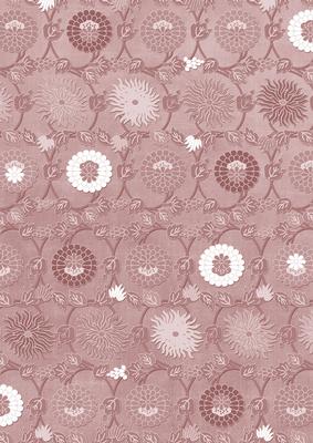 Dusky Pink Oriental Flowers A4 Backing Paper