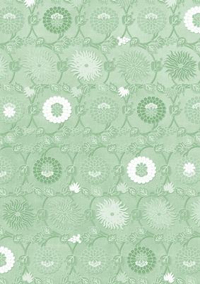 Mint Green Oriental Flowers A4 Backing Paper
