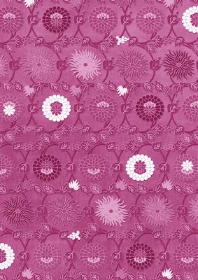 Cerise Oriental Flowers A4 Backing Paper