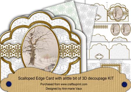 White Winter Tale Anglaise Scallop Decoupage Card Kit