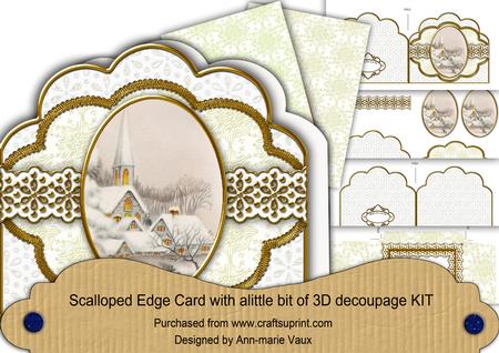 Ice Church Gold Anglaise Scallop Decoupage Card Kit