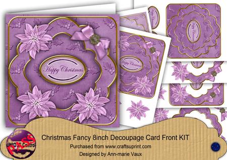 Lilac Poinsettia Holly Happy Christmas Fancy 8in Cf Kit