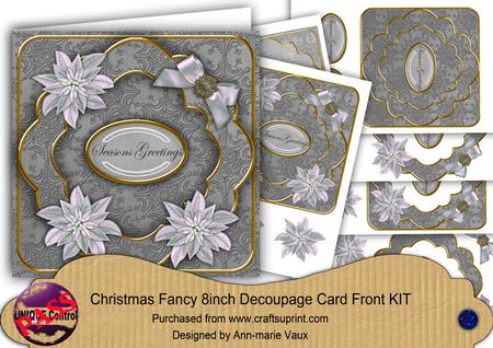 Silver Poinsettia Seasons Greetings Fancy 8in Cf Kit