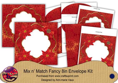 Red Poinsettia Flake Fancy 8in Envelope Kit
