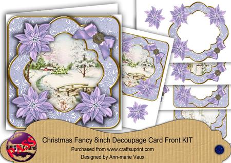 Blue Poinsettia Pretty Snowscene Christmas Fancy 8in Cf Kit