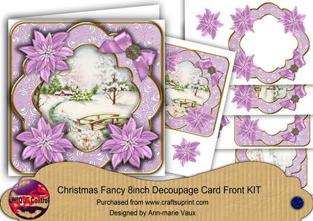 Lilac Poinsettia Pretty Snowscene Christmas Fancy 8in Cf Kit