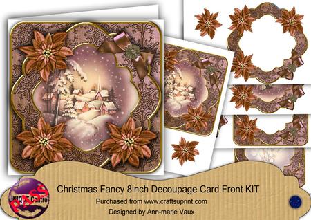 Bronze Poinsettia Snowy Village Christmas Fancy 8in Cf Kit