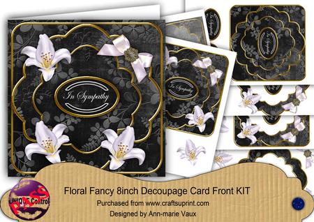 White Lily in Sympathy Fancy 8in Decoupage Cf Kit