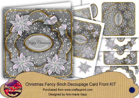 Silver W Flake Happy Christmas Fancy 8in Decoupage Cf Kit